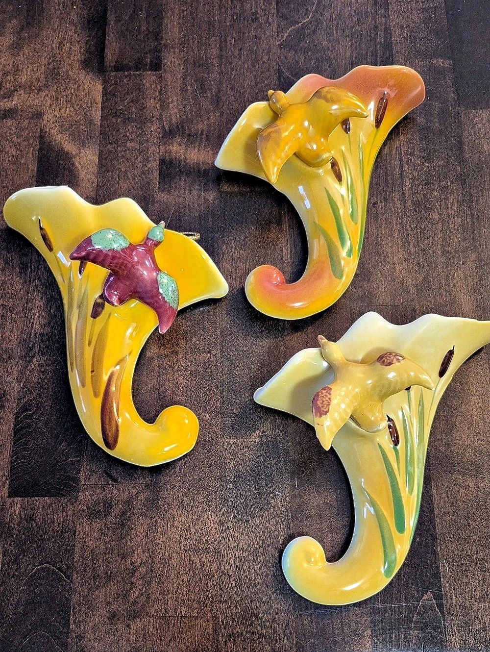 Set of 3 Yellow & Green Ceramic Decor Pieces